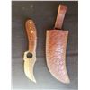 Image 1 : Hand Forged Damascus Steel Knife with Leather Sheath