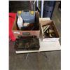 Image 1 : PALM PLANER, SHOVEL HEAD, TOOL BOX, AND BOX OF TOOLS