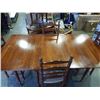 Image 2 : DROP SIDE DINING TABLE WITH 4 LADDER BACK CHAIRS, AND HOT PADS, GOOD OVERALL CONDITION