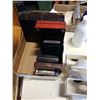 Image 2 : 2 TRAYS OF COLLECTIBLES, ONYX BOOKENDS, VINTAGE STORAGE BOXES, AND AS NEW JEWELLERY BOX