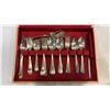 Image 2 : ANTIQUE CUTLERY CANTEEN WITH ASSORTED ROGERS, CHATEAU, AND PEERLESS SILVER PLATE CUTLERY