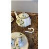 Image 2 : ROYAL ALBERT DOGWOOD DINNERWARE - 6 PLATES, 4 TEACUPS AND SAUCERS, SALT AND PEPPER SHAKERS, CREAM AN