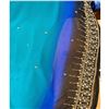 Image 2 : 650metres HEAVY TWO-TONED CRINKLE CREPE & CHIFFON EMBROIDERED MATERIAL WITH BEADING