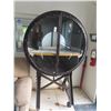 Image 1 : Ornate Metal Rolling Glass Door Porthole Style Bar w/Wine Rack,