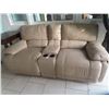 Image 1 : Tan Leather Theater Seat Double Reclining Sofa