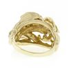 Image 6 : Vintage 14K Yellow Gold Opal & Diamond Open Textured Flower Leaf Cocktail Ring