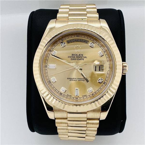 Rolex Oyster Perpetual Day-Date Wristwatch Yellow Gold Fluted Band