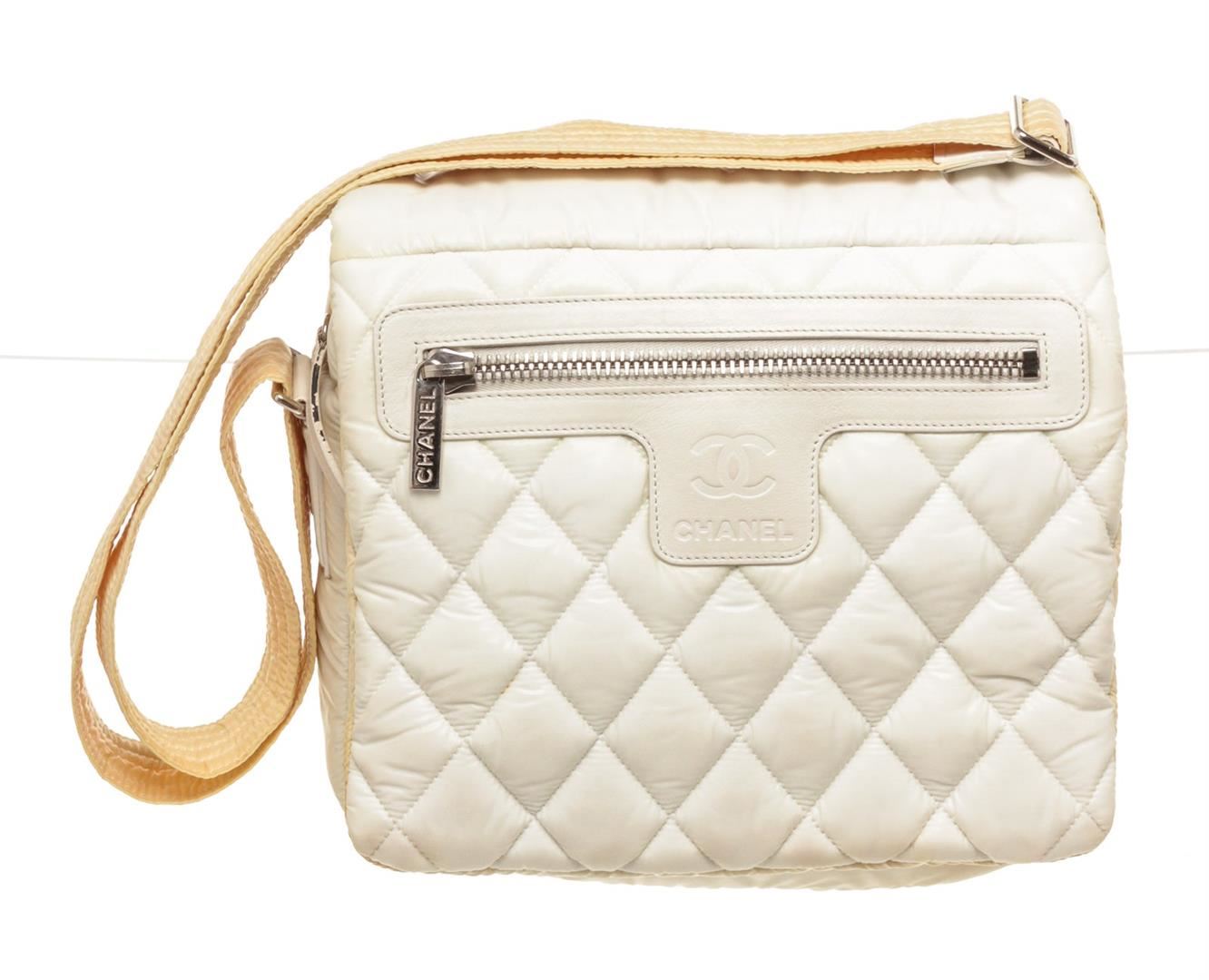 Chanel Coco Cocoon Messenger Bag White Quilted Nylon