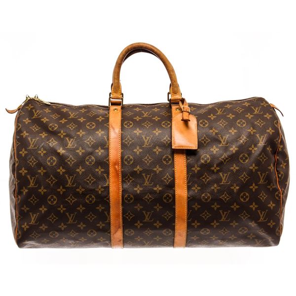 Louis Vuitton Keepall 55 Duffle Bag Brown Monogram Coated Canvas