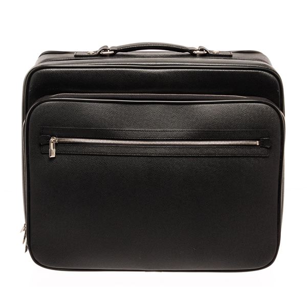 Louis Vuitton Pilot Carry Case Travel Bag Black Taiga