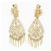 Image 5 : Vintage 18K Yellow Gold Open Work Drop Chandelier & Dangle Tassels Post Earrings