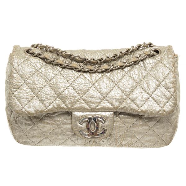 Chanel Shoulder Bag silver calfskin