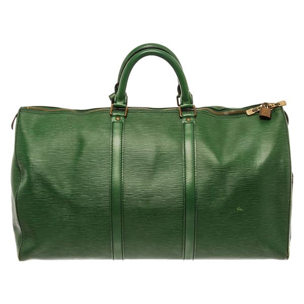 Louis Vuitton Keepall 50 Boston Bag Green Epi Leather