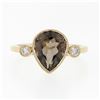 Image 4 : 18K Rose Gold 3.36 ctw Pear Smoky Topaz Solitaire Diamond Accents Open Work Ring