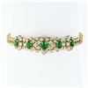 Image 1 : Vintage 18k Gold 7.68 ctw VERY FINE Oval Emerald & Round Diamond Chain Bracelet