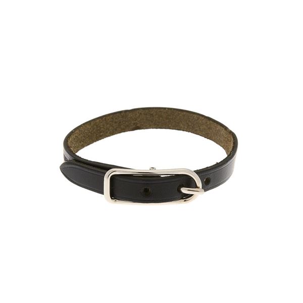 Hermes Leather Bracelet Bracelet Black Metal, leather