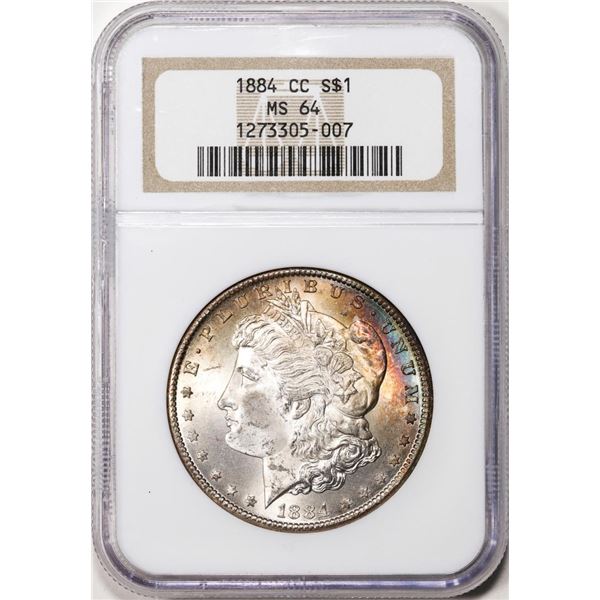 1884-CC $1 Morgan Silver Dollar Coin NGC MS64 Great Toning