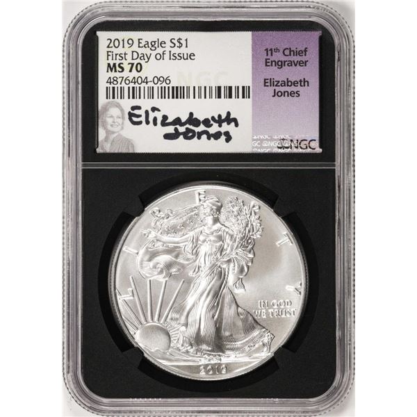 2019 $1 American Silver Eagle Coin NGC MS70 First Day of Issue Jones Signature