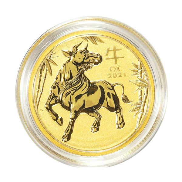 2021 $25 Australia Lunar Year of the Ox 1/4 oz. Gold Coin