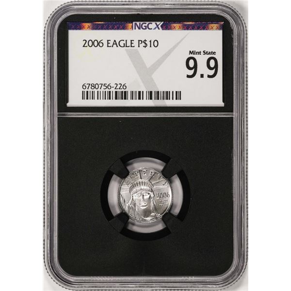 2006 $10 Platinum American Eagle Coin NGCX Mint State 9.9