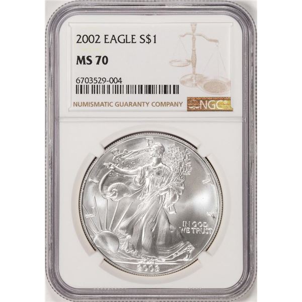 2002 $1 American Silver Eagle Coin NGC MS70