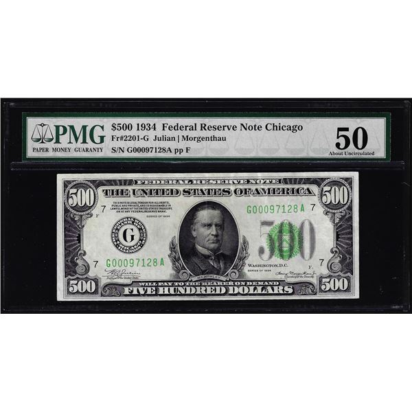 1934 $500 Federal Reserve Note Fr.2201-G PMG About Uncirculated 50