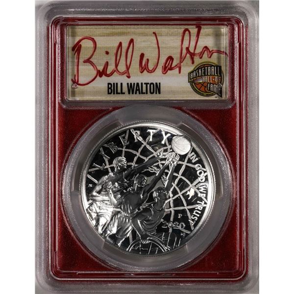 2020-P $1 Basketball HOF Silver Dollar Coin PCGS PR70DCAM Bill Walton Signature FDOI