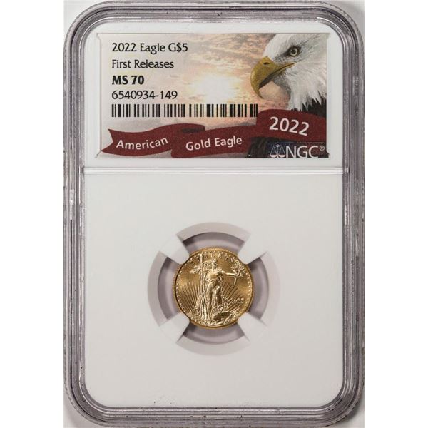 2022 $5 American Gold Eagle Coin NGC MS70 First Releases