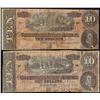 Image 1 : Lot of (2) 1864 $10 Confederate States of America Notes