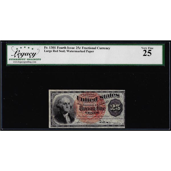 Fourth Issue 25 Cents Fractional Currency Note Fr.1302 Legacy Very Fine 25