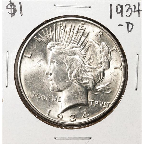 1934-D $1 Peace Silver Dollar Coin