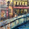 Image 2 : Vadik Suljakov "Cafe Les Deux Dimas" Original Oil on Canvas