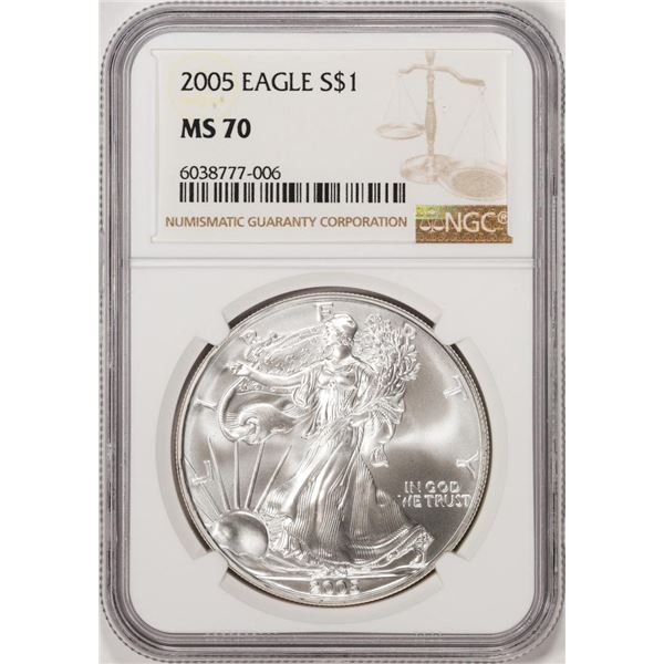 2005 $1 American Silver Eagle Coin NGC MS70