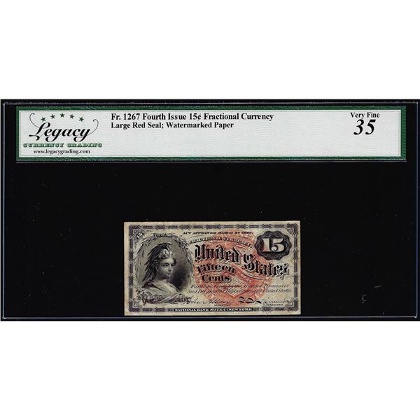 1863 Fourth Issue 15 Cents Fractional Currency Note Fr.1267 Legacy Very Fine 35