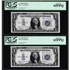 Image 1 : (2) Consecutive 1934 $1 Funnyback Silver Certificate Notes FR.1606 PCGS Gem New 65PPQ