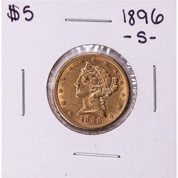 1896-S $5 Liberty Head Half Eagle Gold Coin