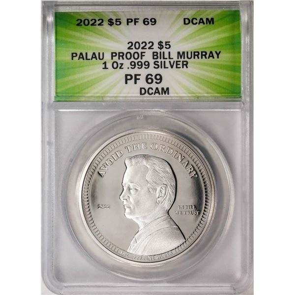 2022 $5 Palau Proof Bill Murray Silver Coin ANACS PF69DCAM