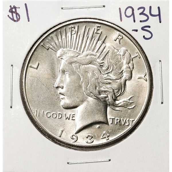 1934-S $1 Peace Silver Dollar Coin