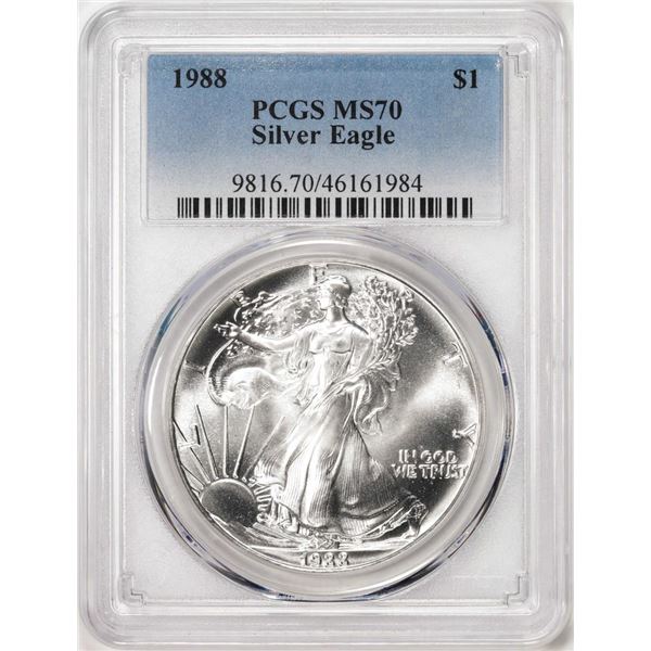 1988 $1 American Silver Eagle Coin PCGS MS70