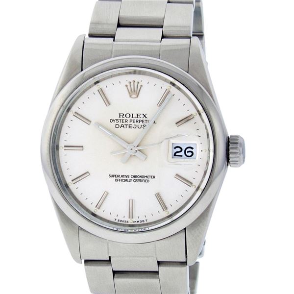 Rolex Men's Stainless Steel Silver Index Datejust Wristwatch