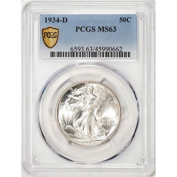 1934-D Walking Liberty Half Dollar Coin PCGS MS63