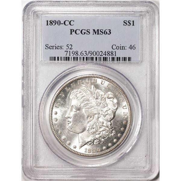 1890-CC $1 Morgan Silver Dollar Coin PCGS MS63