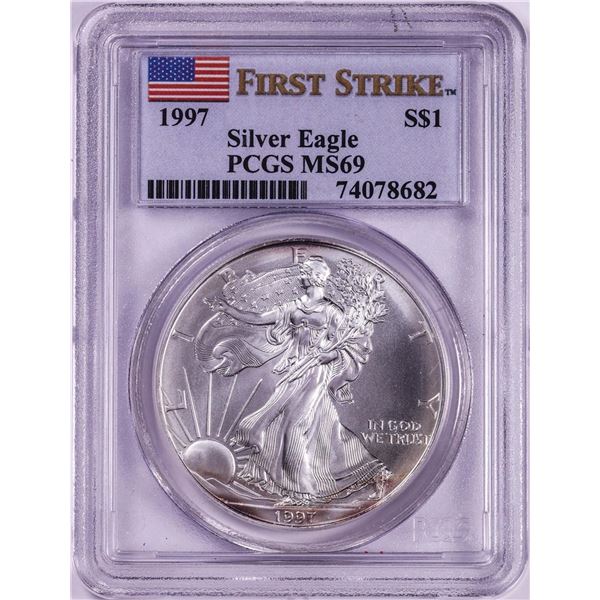 1997 $1 American Silver Eagle Coin PCGS MS69 First Strike