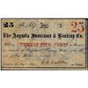 Image 1 : 1863 Twenty-Five Cents Augusta Insurance & Banking Co. Obsolete Note