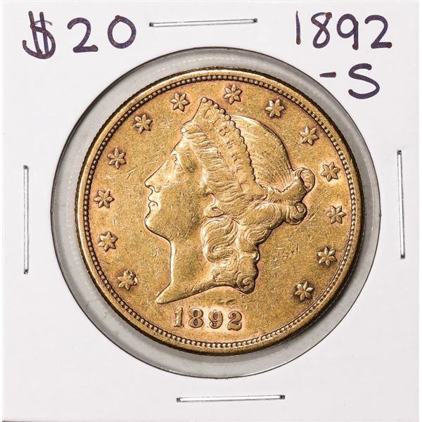 1892-S $20 Liberty Head Double Eagle Gold Coin