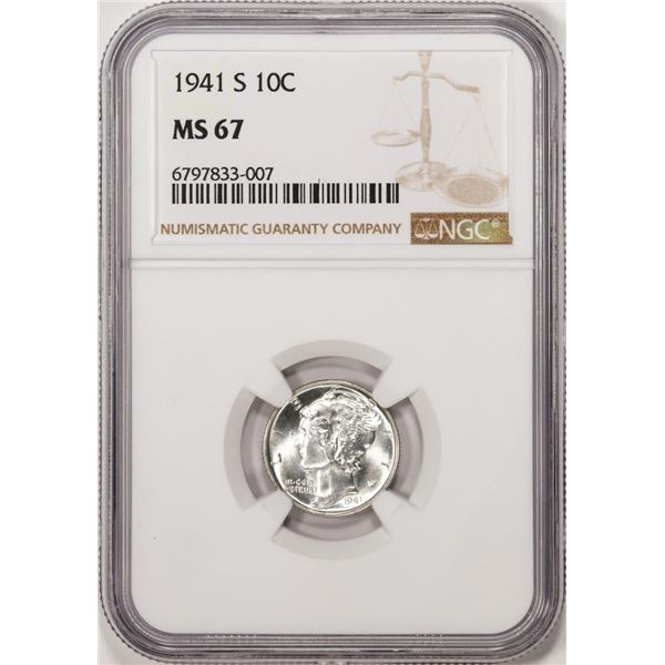 1941-S Mercury Dime Coin NGC MS67