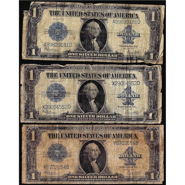 Lot of (3) 1923 $1 Silver Certificate Notes