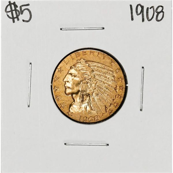 1908 $5 Indian Head Half Eagle Gold Coin