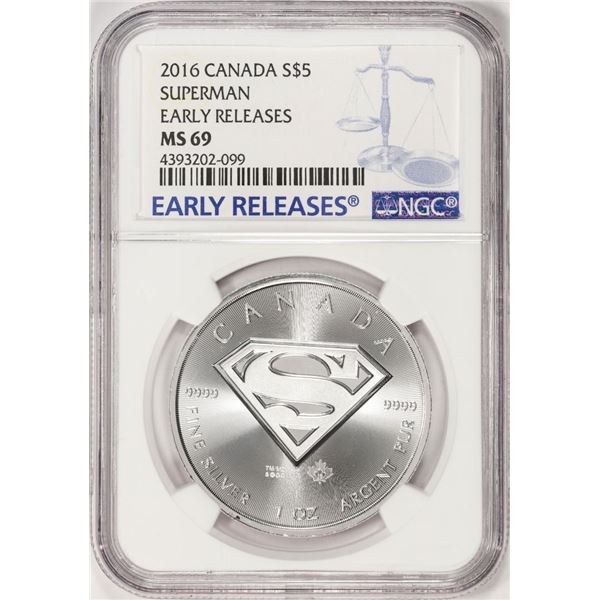 2016 Canada $5 Superman Silver Coin NGC MS69 Early Releases