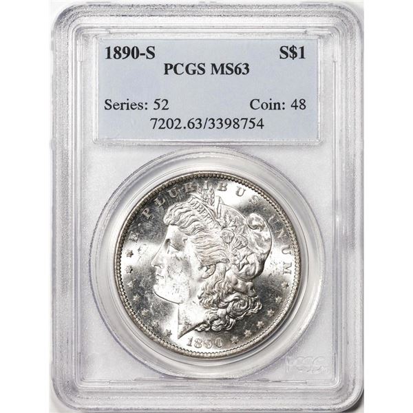 1890-S $1 Morgan Silver Dollar Coin PCGS MS63